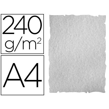 Papel color liderpapel pergamino con bordes a4 240gr gris pack de 10 hojas