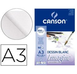 Bloc dibujo multitecnicas canson imagine din a3 encolado liso 29,7x42 cm 50 hojas 200 gr/m2