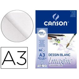 Bloc dibujo multitecnicas canson imagine din a3 encolado liso 29,7x42 cm 50 hojas 200 gr/m2