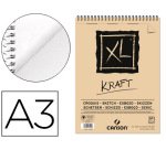 Bloc dibujo esbozo canson xl kraft din a3 kraft rayado beige espiral 29,7x42 cm 60 hojas 90 g