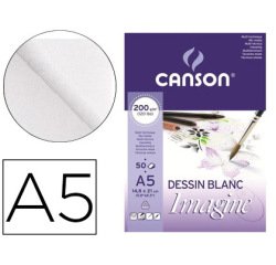 Bloc dibujo multitecnicas canson imagine din a5 encolado liso 14,8x21 cm 50 hojas 200 gr/m2