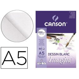 Bloc dibujo multitecnicas canson imagine din a5 encolado liso 14,8x21 cm 50 hojas 200 gr/m2