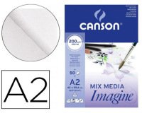 Bloc dibujo multitecnicas canson imagine din a2 encolado liso 42x59,4 cm 50 hojas 200 gr/m2