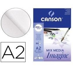 Bloc dibujo multitecnicas canson imagine din a2 encolado liso 42x59,4 cm 50 hojas 200 gr/m2