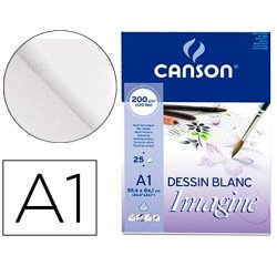 Bloc dibujo multitecnicas canson imagine din a1 encolado liso 59,4x84,1 cm 25 hojas 200 gr/m2