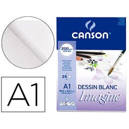 Bloc dibujo multitecnicas canson imagine din a1 encolado liso 59,4x84,1 cm 25 hojas 200 gr/m2