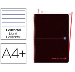 Cuaderno espiral oxford ebook 1 tapa plastico din a4+ 80 h horizontal black'n colors rojo