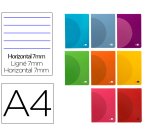 Libreta liderpapel 360 tapa de plastico a4 48 hojas 90gr horizontal con doble margen colores surtidos