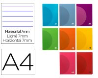 Libreta liderpapel 360 tapa de plastico a4 48 hojas 90gr horizontal con doble margen colores surtidos