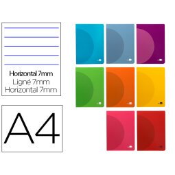 Libreta liderpapel 360 tapa de plastico a4 48 hojas 90g/m2 horizontal con doble margen colores surtidos