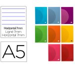 Libreta liderpapel 360 tapa de plastico a5 48 hojas 90gr horizontal con doble margen colores surtidos