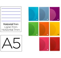 Libreta liderpapel 360 tapa de plastico a5 48 hojas 90gr horizontal con doble margen colores surtidos
