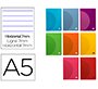 Libreta liderpapel 360 tapa de plastico a5 48 hojas 90gr horizontal con doble margen colores surtidos