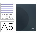 Libreta liderpapel 360 tapa de plastico a5 48 hojas 90gr horizontal con doble margen tapa negra