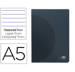 Libreta liderpapel 360 tapa de plastico a5 48 hojas 90gr horizontal con doble margen tapa negra