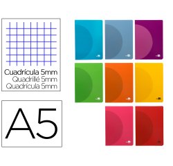 Libreta liderpapel 360 tapa de plastico a5 48 hojas 90gr 5mm con doble margen colores surtidos