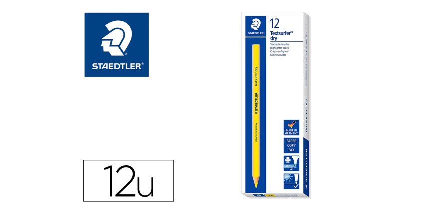 Lapices fluorescente staedtler textsurfer dry triangular amarillo caja de 12 unidades