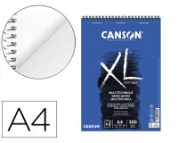 Bloc dibujo acuarela canson xl mix media grano medio din a4 microperforado espiral 21x29,7 cm 30 hojas 300 gr/m2