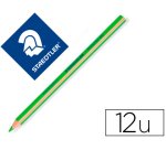 Lapices fluorescente staedtler textsurfer dry triangular verde caja de 12 unidades