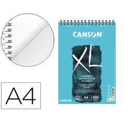 Bloc dibujo acuarela canson xl aquarelle grano fino din a4 microperforado espiral 21x29,7 cm 30 hojas 300 gr/m2