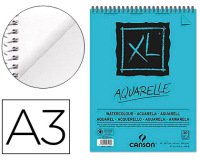 Bloc dibujo acuarela canson xl aquarelle grano fino din a3 microperforado espiral 29,7x42 cm 30 hojas 300 gr/m2