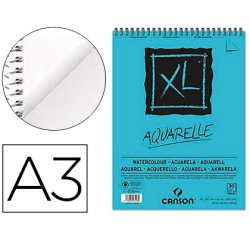 Bloc dibujo acuarela canson xl aquarelle grano fino din a3 microperforado espiral 29,7x42 cm 30 hojas 300 gr/m2