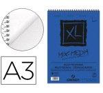 Bloc dibujo acuarela canson xl mix media grano medio din a3 microperforado espiral 29,7x42cm 30 hojas 300 gr/m2