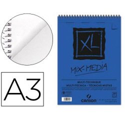 Bloc dibujo acuarela canson xl mix media grano medio din a3 microperforado espiral 29,7x42cm 30 hojas 300 gr/m2