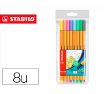 Rotulador stabilo punta de fibra point 88 estuche de 8 colores surtidos pastel