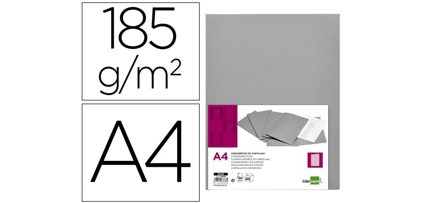 Subcarpeta liderpapel a4 gris 180g/m2