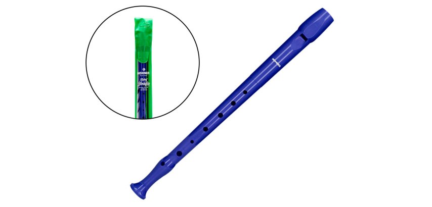 Flauta hohner 9508 color azul funda verde y transparente