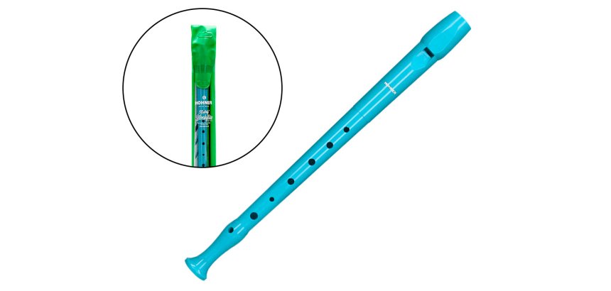 Flauta hohner 9508 color celeste funda verde y transparente