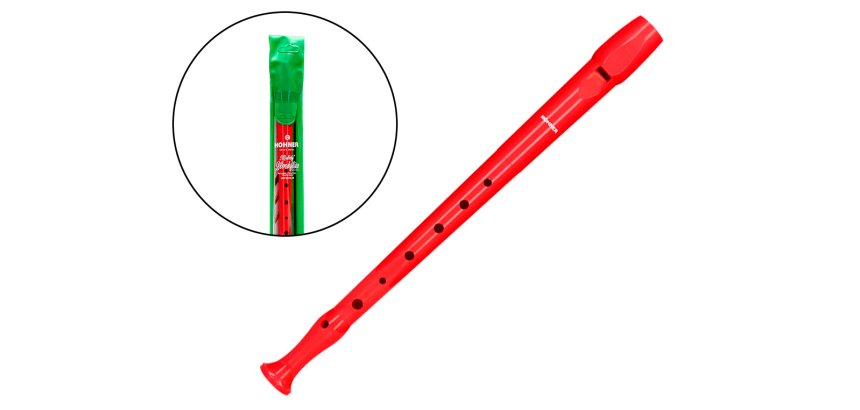 Flauta hohner 9508 color roja funda verde y transparente