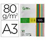 Papel color liderpapel a3 80gr 10 colores surtidos paquete 100 hojas