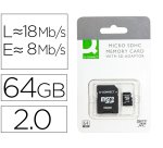 Memoria sd micro q-connect flash 64 gb clase 10 con adaptador