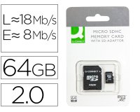 Memoria sd micro q-connect flash 64 gb clase 10 con adaptador