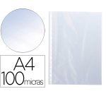 Funda multitaladro q-connect din a4 100 mc cristal bolsa de 10 unidades