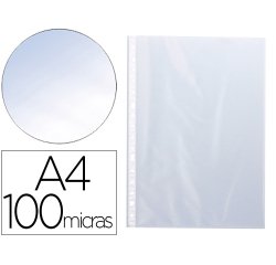 Funda multitaladro q-connect din a4 100 mc cristal bolsa de 10 unidades