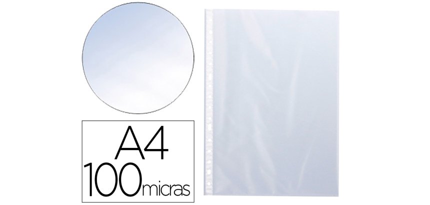 Funda multitaladro q-connect din a4 100 mc cristal bolsa de 10 unidades