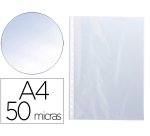Funda multitaladro q-connect din a4 50 mc cristal bolsa de 10 unidades