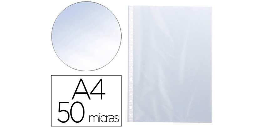 Funda multitaladro q-connect din a4 50 mc cristal bolsa de 10 unidades