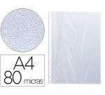 Funda multitaladro q-connect din a4 80 mc cristal bolsa de 10 unidades