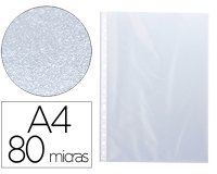 Funda multitaladro q-connect din a4 80 mc cristal bolsa de 10 unidades