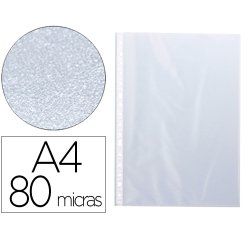 Funda multitaladro q-connect din a4 80 mc cristal bolsa de 10 unidades