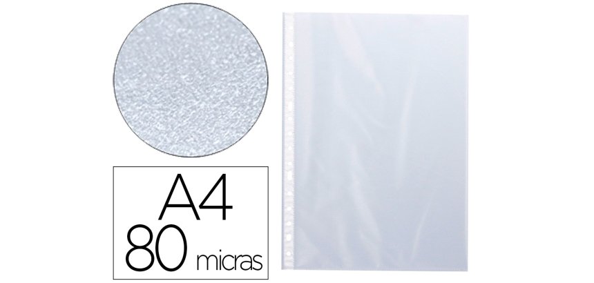 Funda multitaladro q-connect din a4 80 mc cristal bolsa de 10 unidades