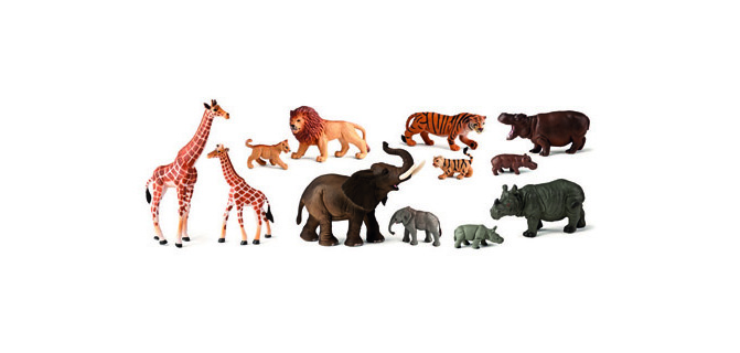 Juego Miniland animales selva con crías 12 figuras
