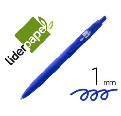 Boligrafo liderpapel soft touch retractil 1 mm tinta azul