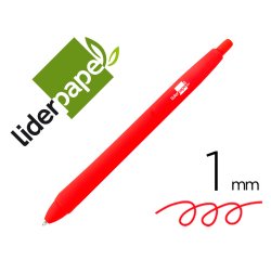 Boligrafo liderpapel gummy touch retractil 1 mm tinta roja