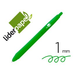 Boligrafo liderpapel gummy touch retractil 1 mm tinta verde
