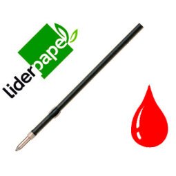 Recambio boligrafo liderpapel gummy touch retractil 1,0 mm tinta roja bolsa de 10 unidades